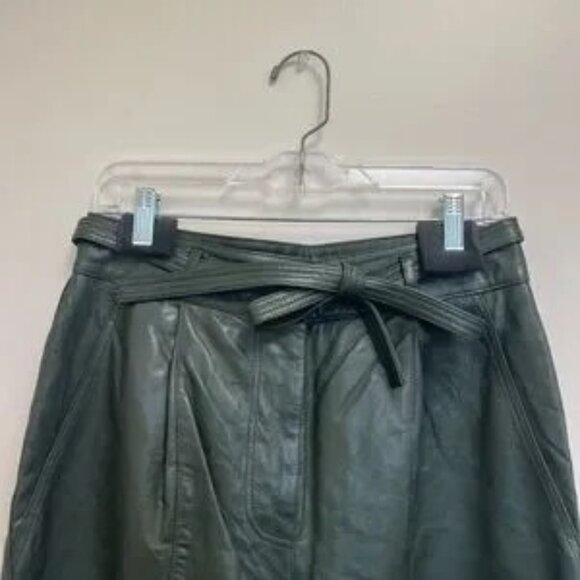 Ulla Johnson Navona High-Rise Leather Pants. Size 8. Color-Green - Picture 10 of 11